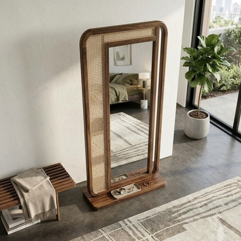 PRITI Solid Sheesham Wood Standing Dressing Mirror