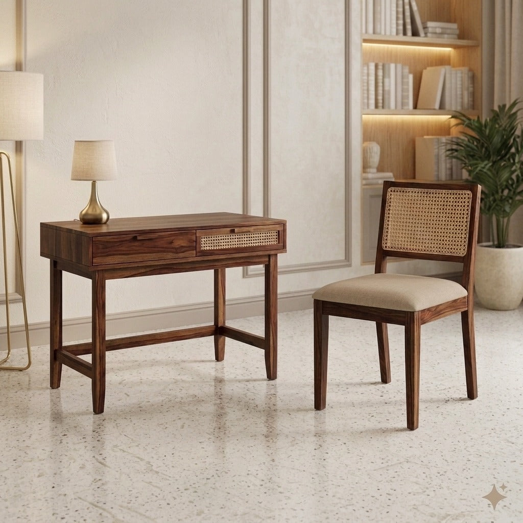 PRITI Solid Sheesham Wood Study Table with Chair for Home, Office & Study