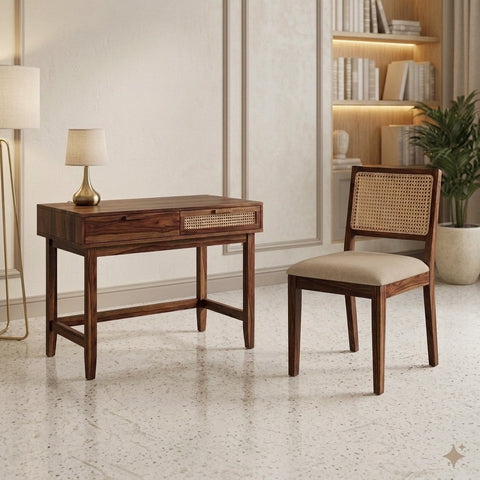 PRITI Solid Sheesham Wood Study Table with Chair for Home, Office & Study