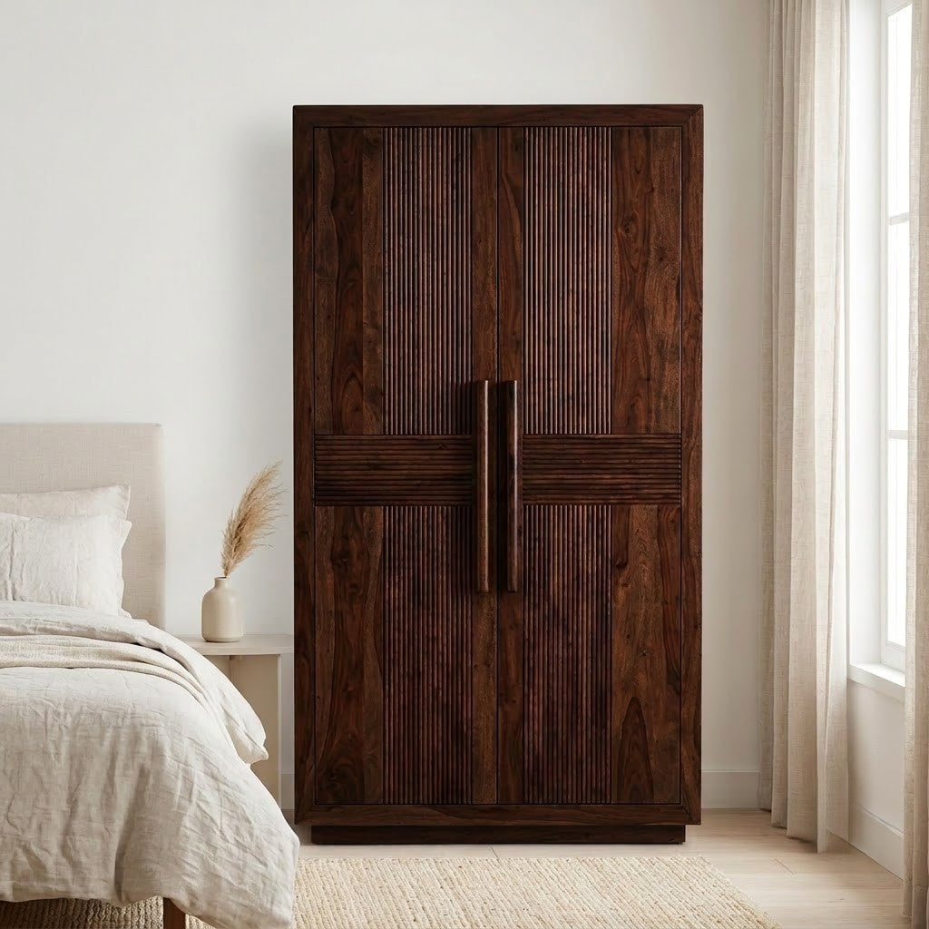 PRITI Solid Sheesham Wood Wardrobe for Bedroom Storage