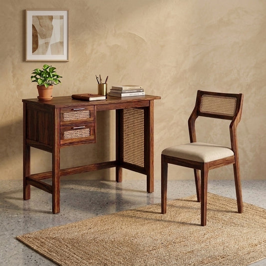 PRITI Solid Sheesham Wood Writing Desk & Chair Set
