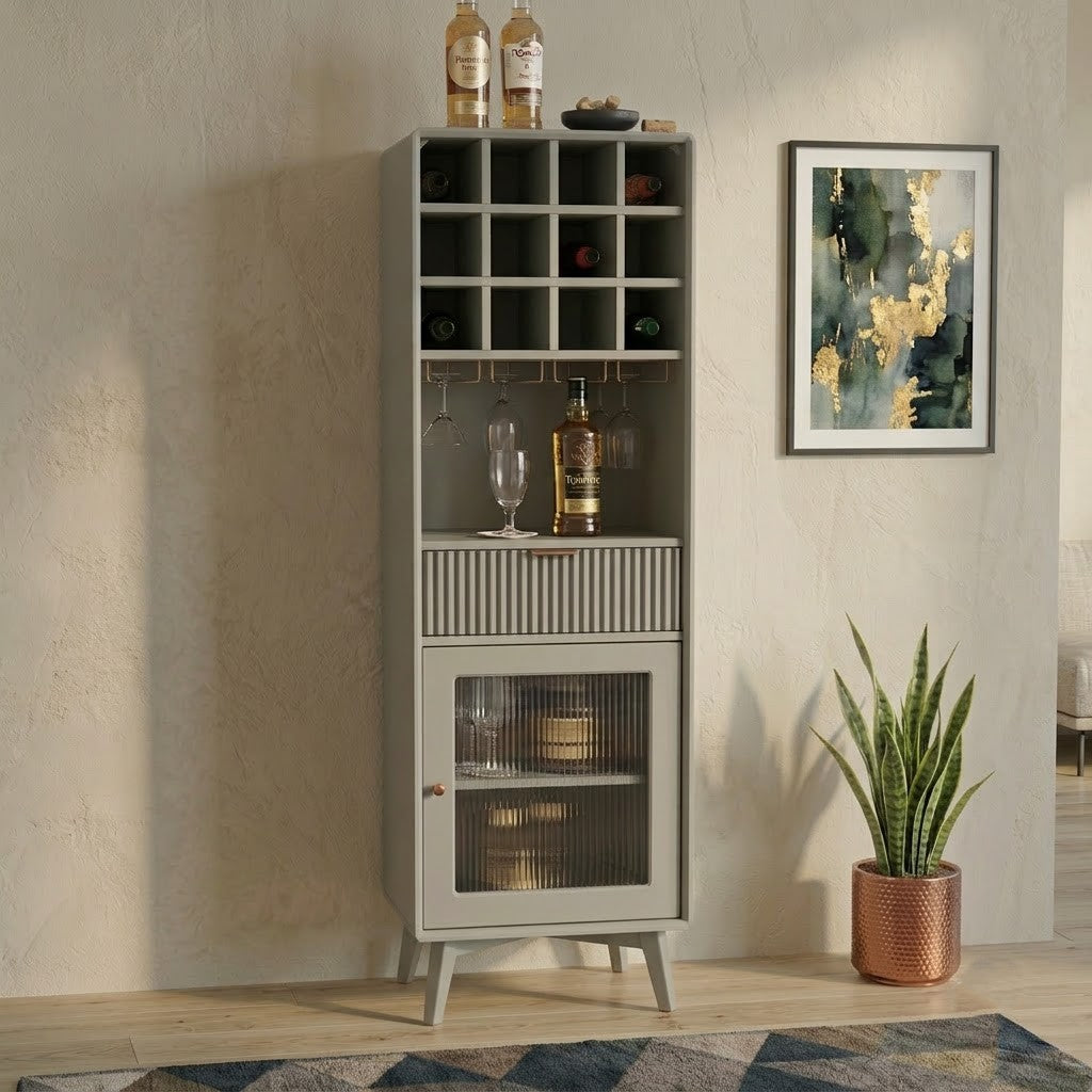 PRITI Solid Wood Bar Cabinet | Mango Wood Wine & Liquor Storage