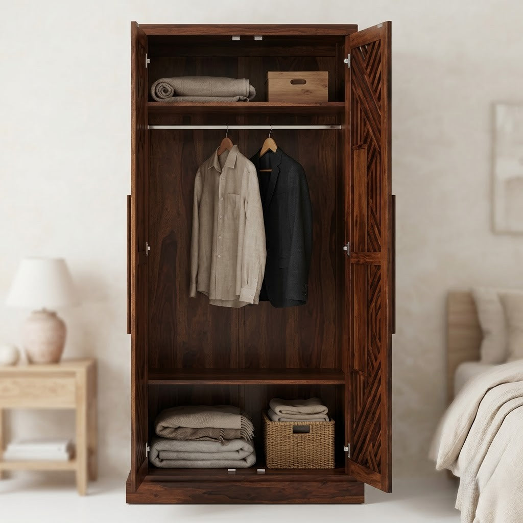 PRITI Solid Wood Clothes Cupboard, 36 x 22 x 72 Inch