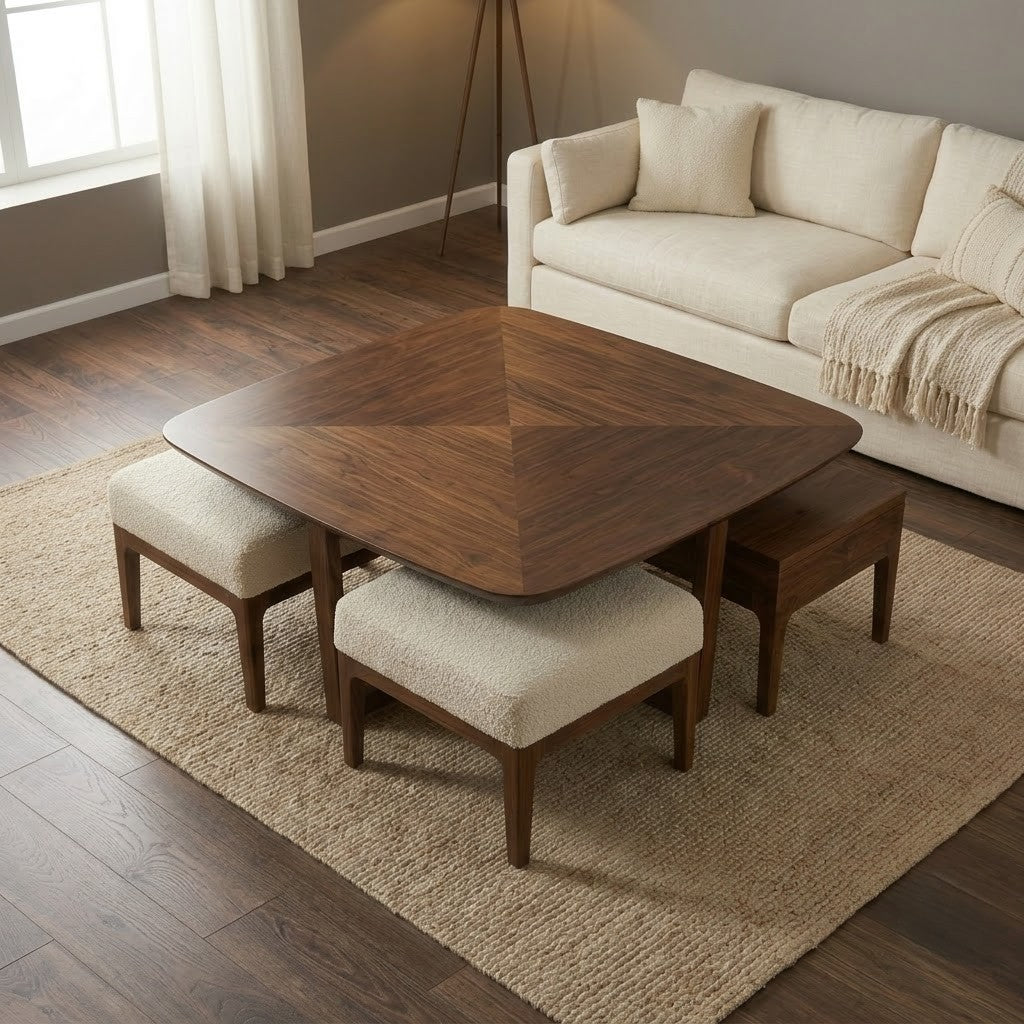 PRITI Solid Wood Nested Table Set