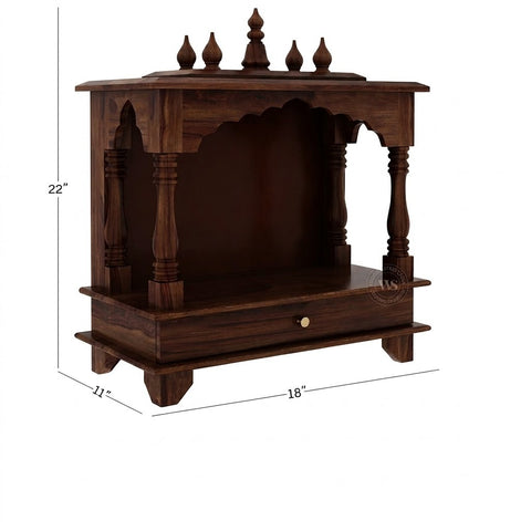 PRITI Solid Wood Pooja Mandir for Home – Intricate Carved Wall Temple