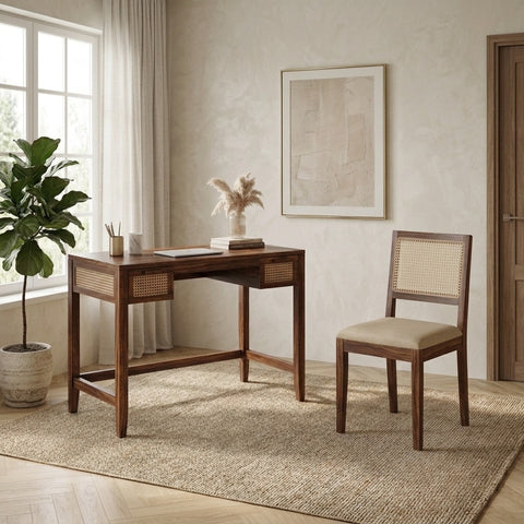 PRITI Space-Saving Study Table with Chair in Sheesham Wood
