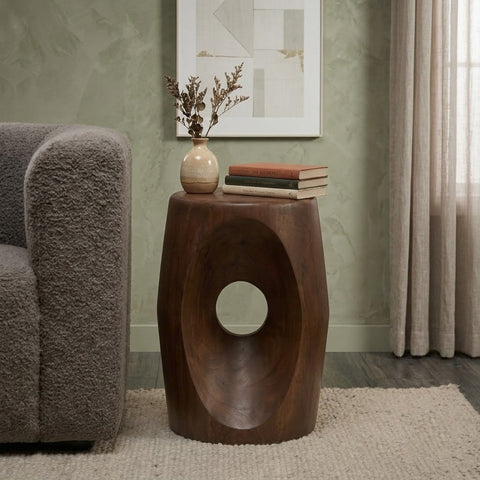 PRITI Statement Side Table | Solid Wood Sculptural End Table