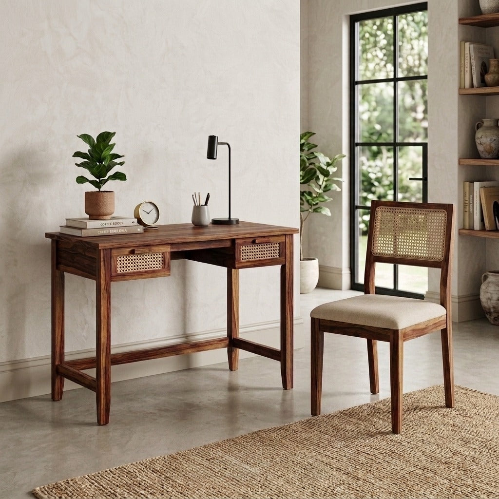 PRITI Study Table with Chair – Solid Sheesham Wood Desk for Kids & Adults