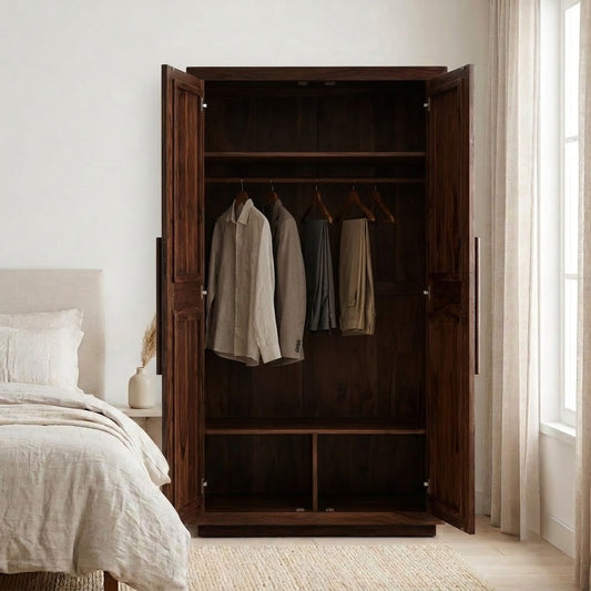 PRITI Tall Wooden Wardrobe for Clothes and Home Storage