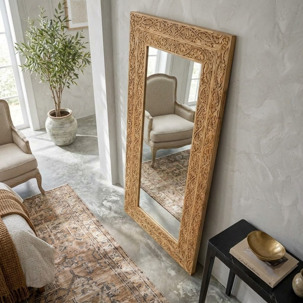 PRITI Traditional Wooden Wall Mirror 210cm