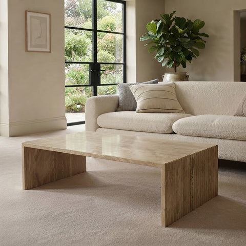 PRITI Travertine U Shaped Coffee Table