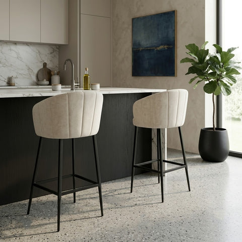PRITI Upholstered Bar Stool – Counter Height Stool with Metal Frame