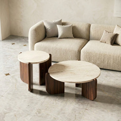 PRITI Wabi Sabi Coffee Table – Wooden Living Room Center Table