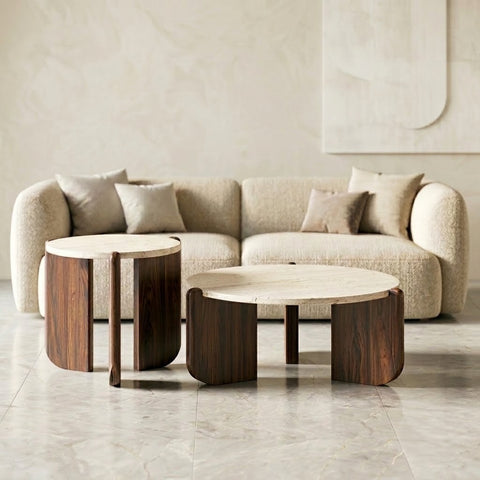 PRITI Wabi Sabi Wooden Coffee Table – Minimalist Living Room Table