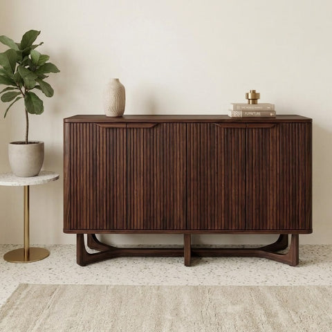PRITI Walnut Finish Cabinet with Drawers & Doors (50 chars)