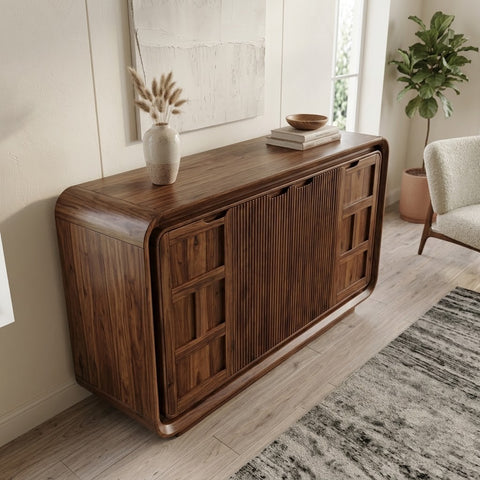 PRITI Walnut Finish Sideboard for Living Room