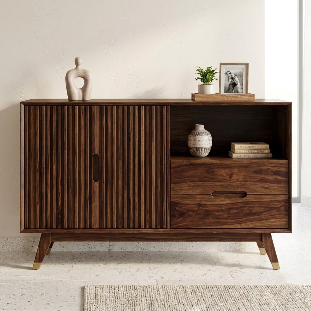 PRITI Walnut Finish Storage Cabinet for Home