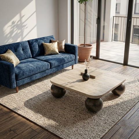 PRITI Walnut Finish Wooden Centre Table for Living Room