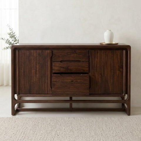 PRITI Walnut Sheesham wood sideboard cabinet for modern living room
