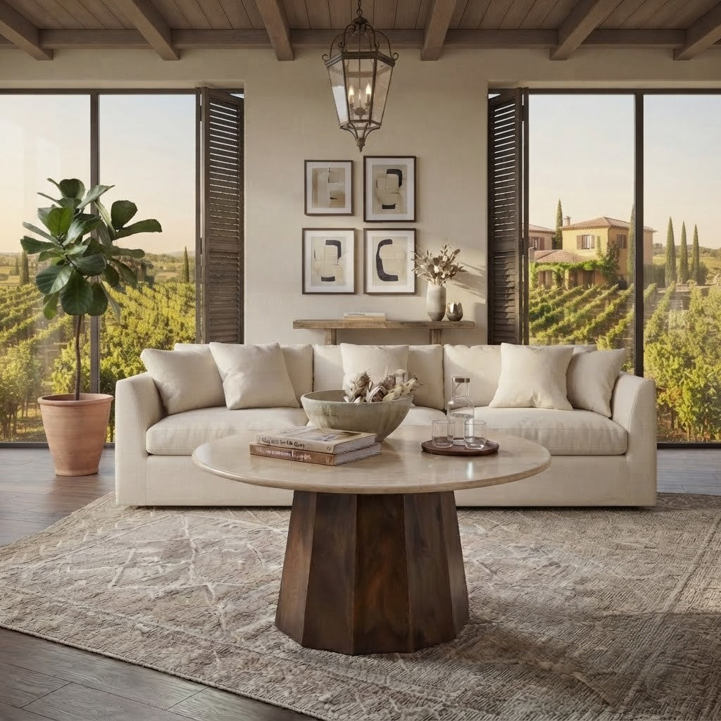 PRITI Walnut finish wooden coffee table for modern home