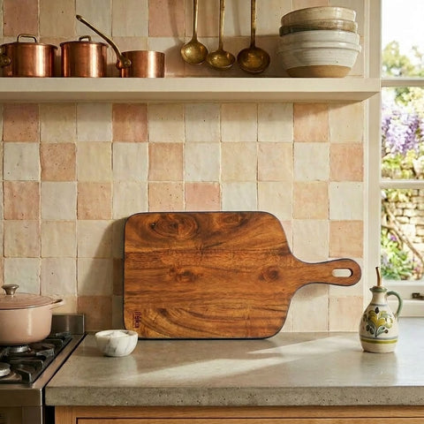 PRITI Wood Chopping Board with Enamel Border