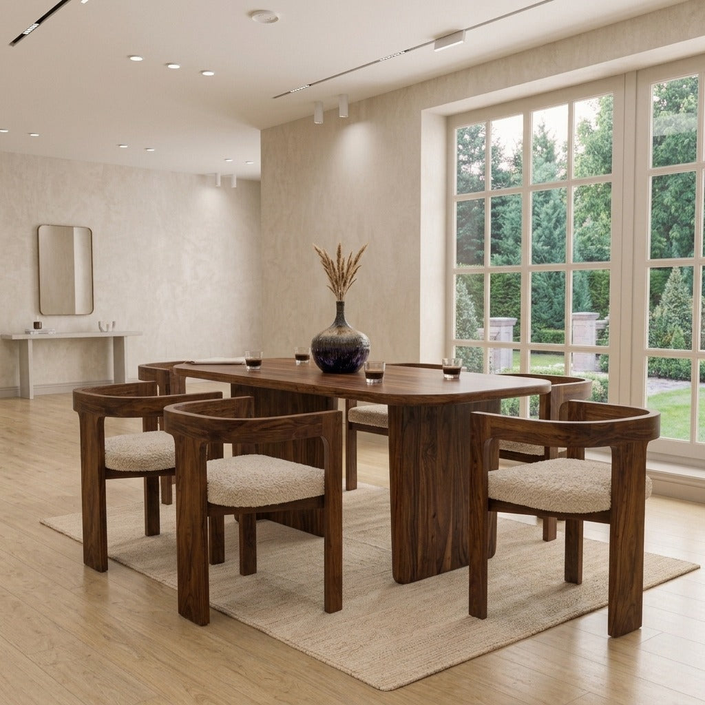 PRITI Wooden Dining Table & 6 Attica Chair Set