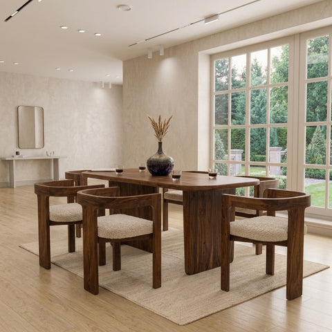 PRITI Wooden Dining Table & 6 Attica Chair Set