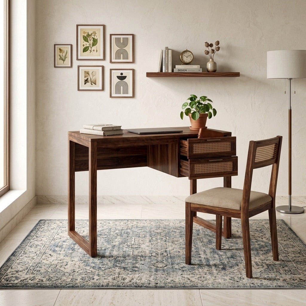 PRITI Wooden Reading & Study Table with Chair