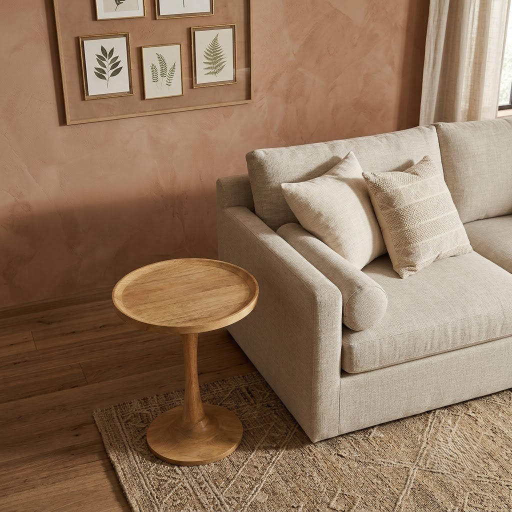PRITI Wooden Sofa Side Table | Premium Mango Wood Corner Table for Home