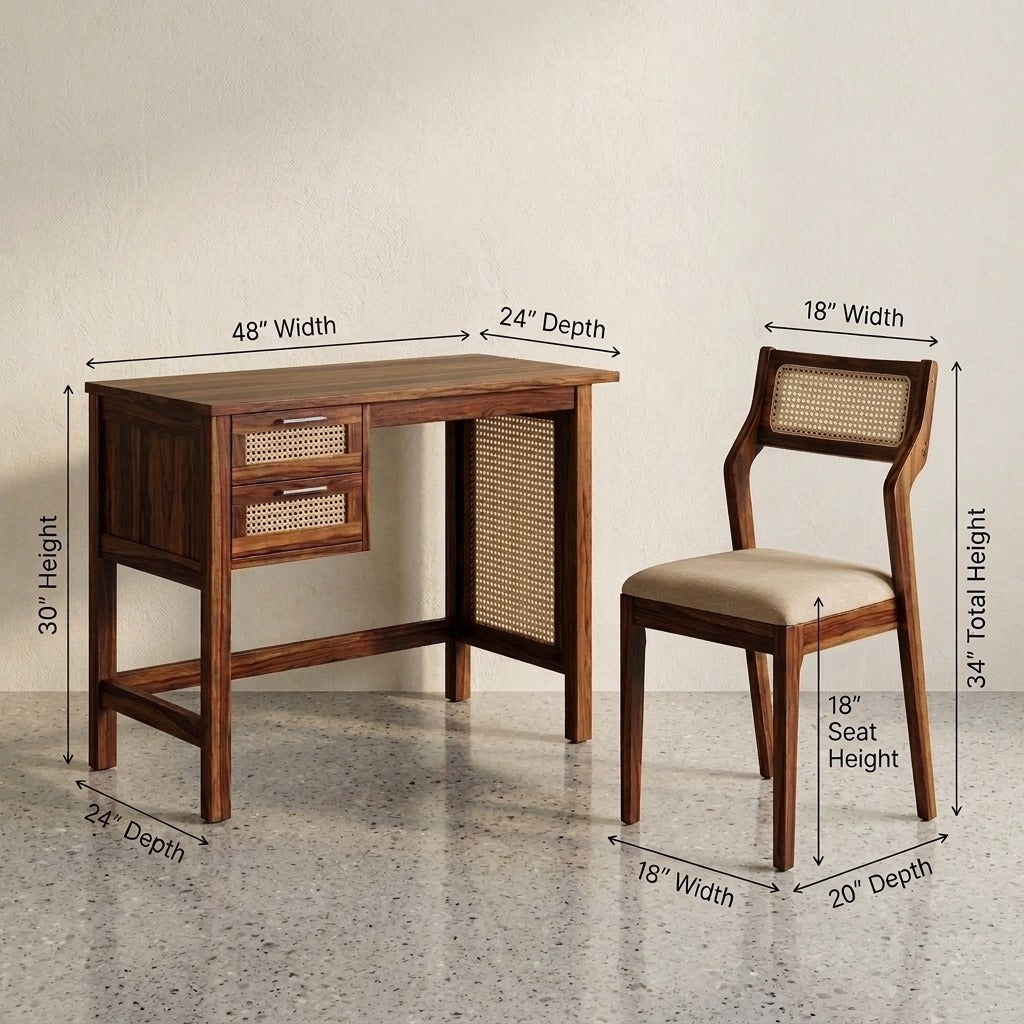 PRITI Wooden Study Table and Chair Combo for Home
