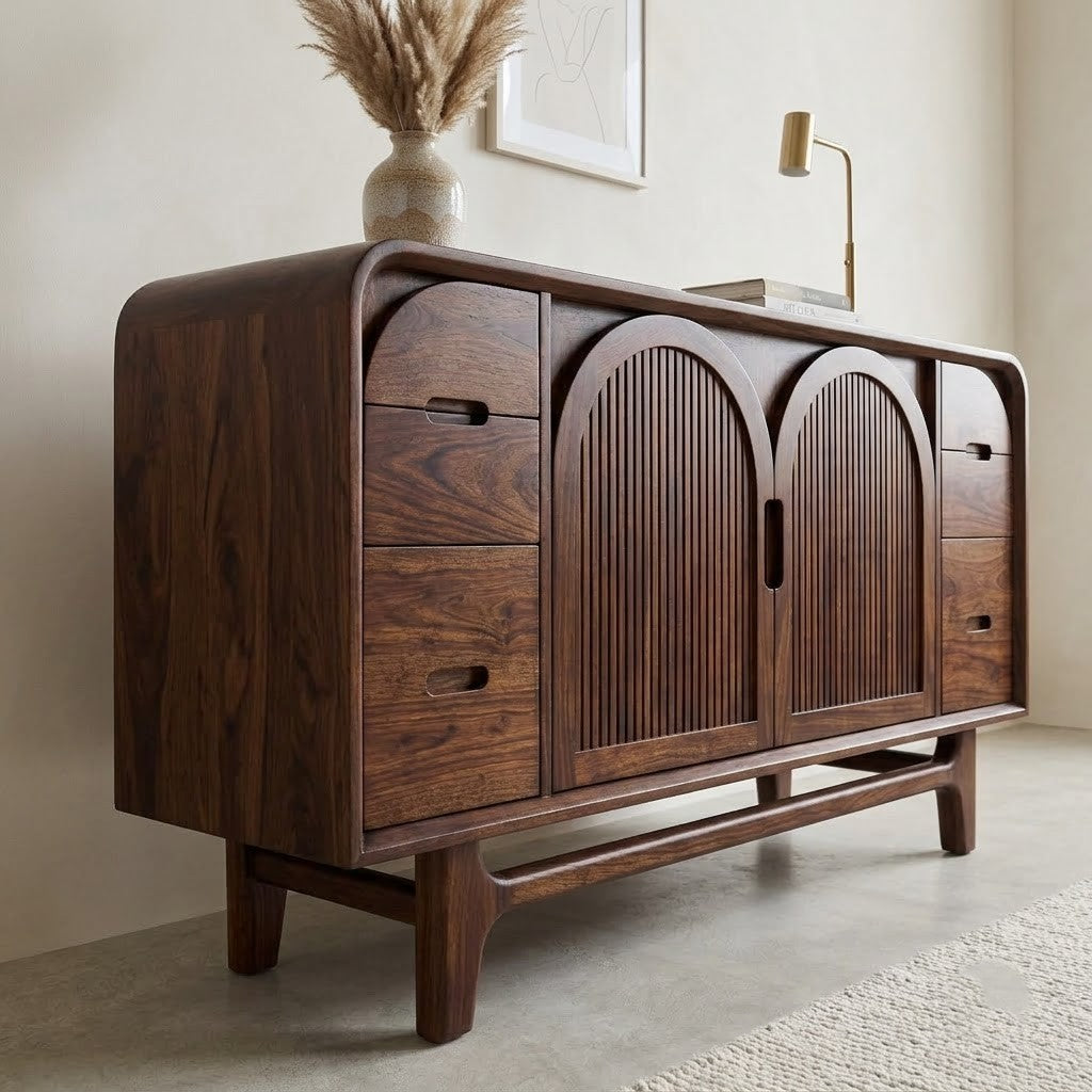 PRITI arched Sheesham wood sideboard with Walnut finish