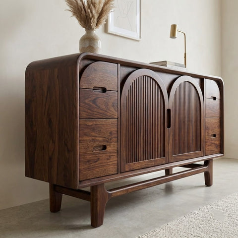 PRITI arched Sheesham wood sideboard with Walnut finish