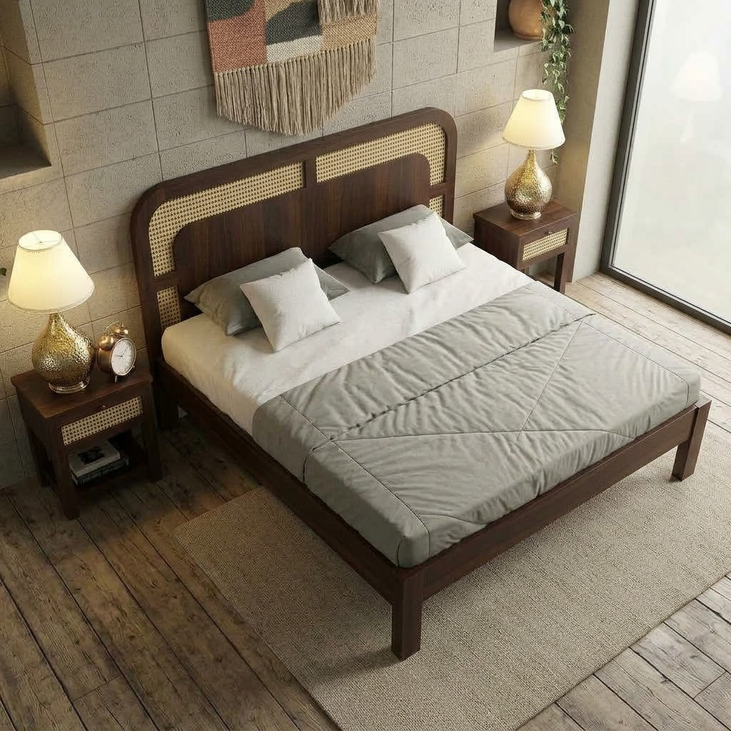PRITI artisan made natural cane bed for modern interiors