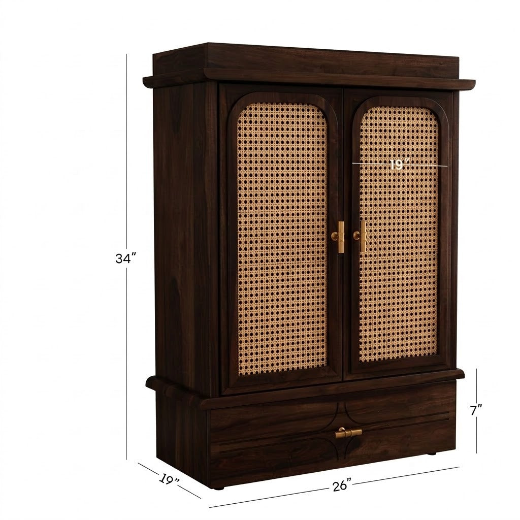 PRITI cane door wooden mandir for home