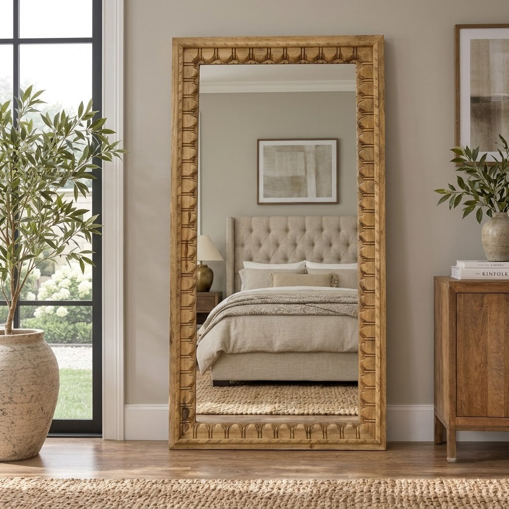 PRITI cane frame wall mirror for home décor