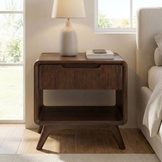 PRITI contemporary wooden bedside cabinet for modern bedroom