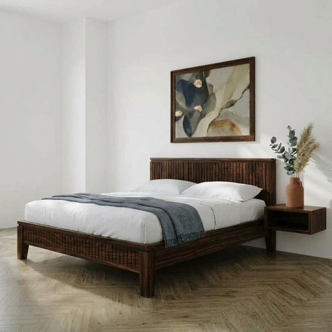 PRITI contemporary wooden bedside table with Dark Walnut finish