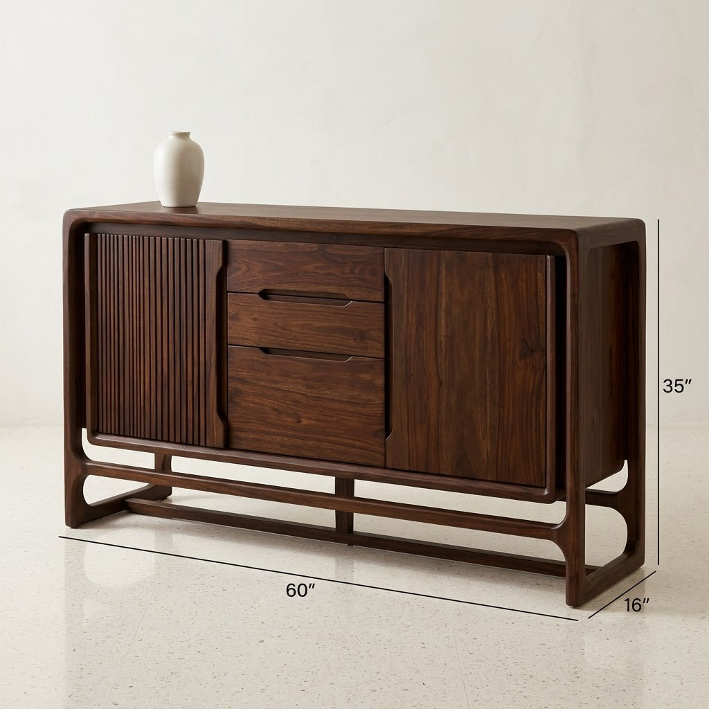 PRITI contemporary wooden sideboard with spacious cabinet storage