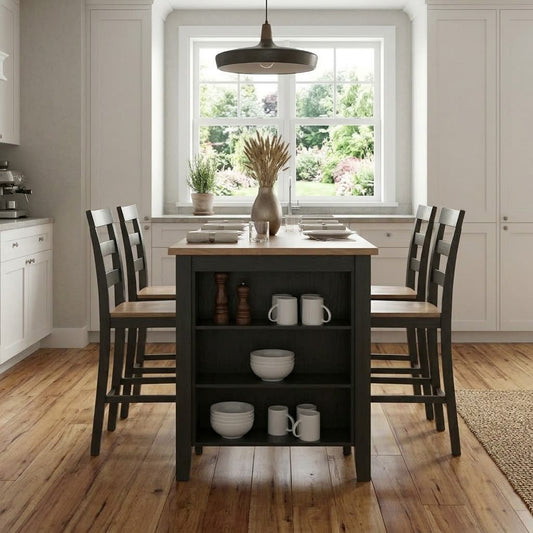 PRITI counter height dining table set with four barstools