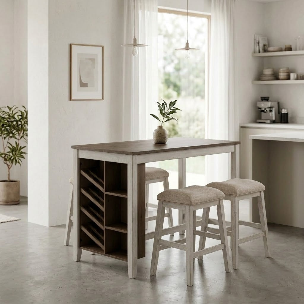 PRITI counter height dining table with storage and four stools