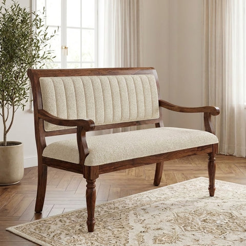 PRITI dark walnut sheesham wood bench 