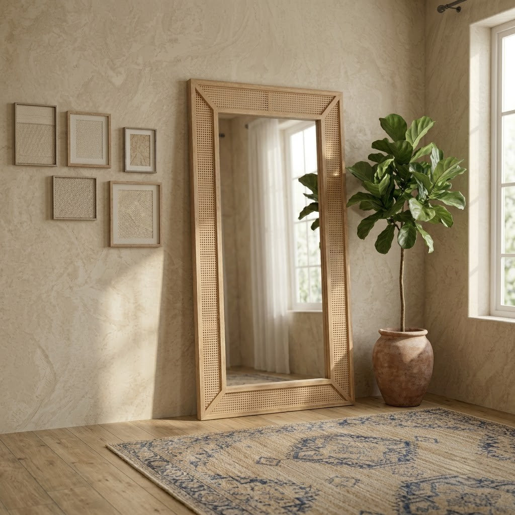 PRITI decorative cane mirror for bedroom