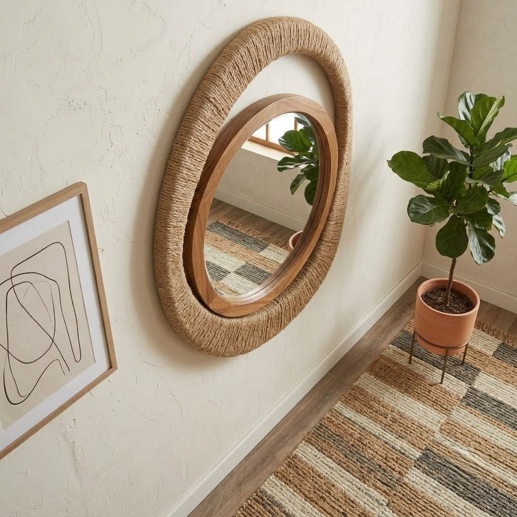 PRITI decorative wood frame mirror for home