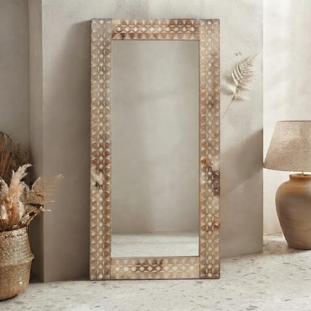 PRITI designer wooden frame mirror for entryway décor