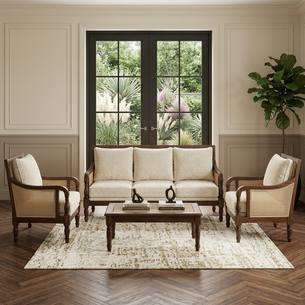 PRITI five seater Sheesham wood sofa set for living room