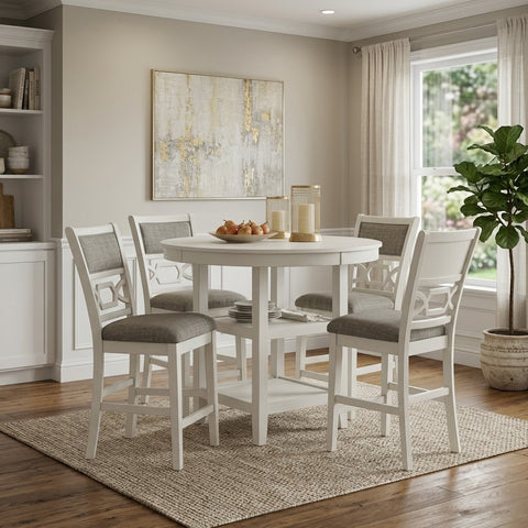 PRITI four seater counter dining table set in white