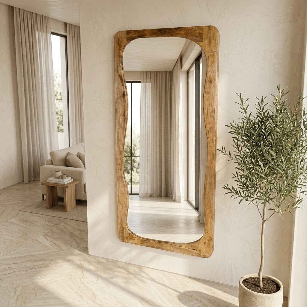 PRITI handcrafted mango wood wall mirror 200 × 100 cm