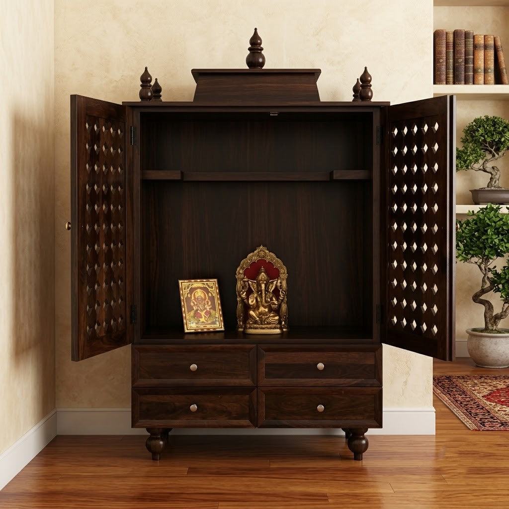 PRITI large wooden pooja mandir for spacious home