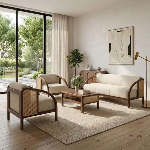 PRITI modern 5 seater living room sofa set with high density foam