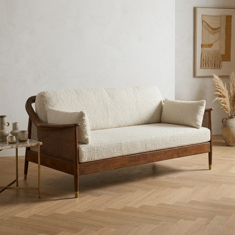 PRITI modern cream boucle couch with spacious seating